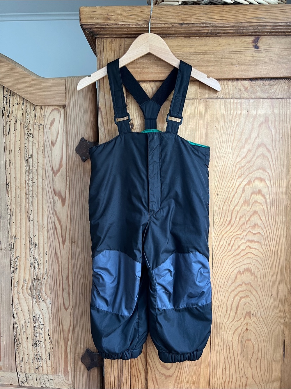 Old Navy | Kids Black Snow Bibs with Gray Knee Panels